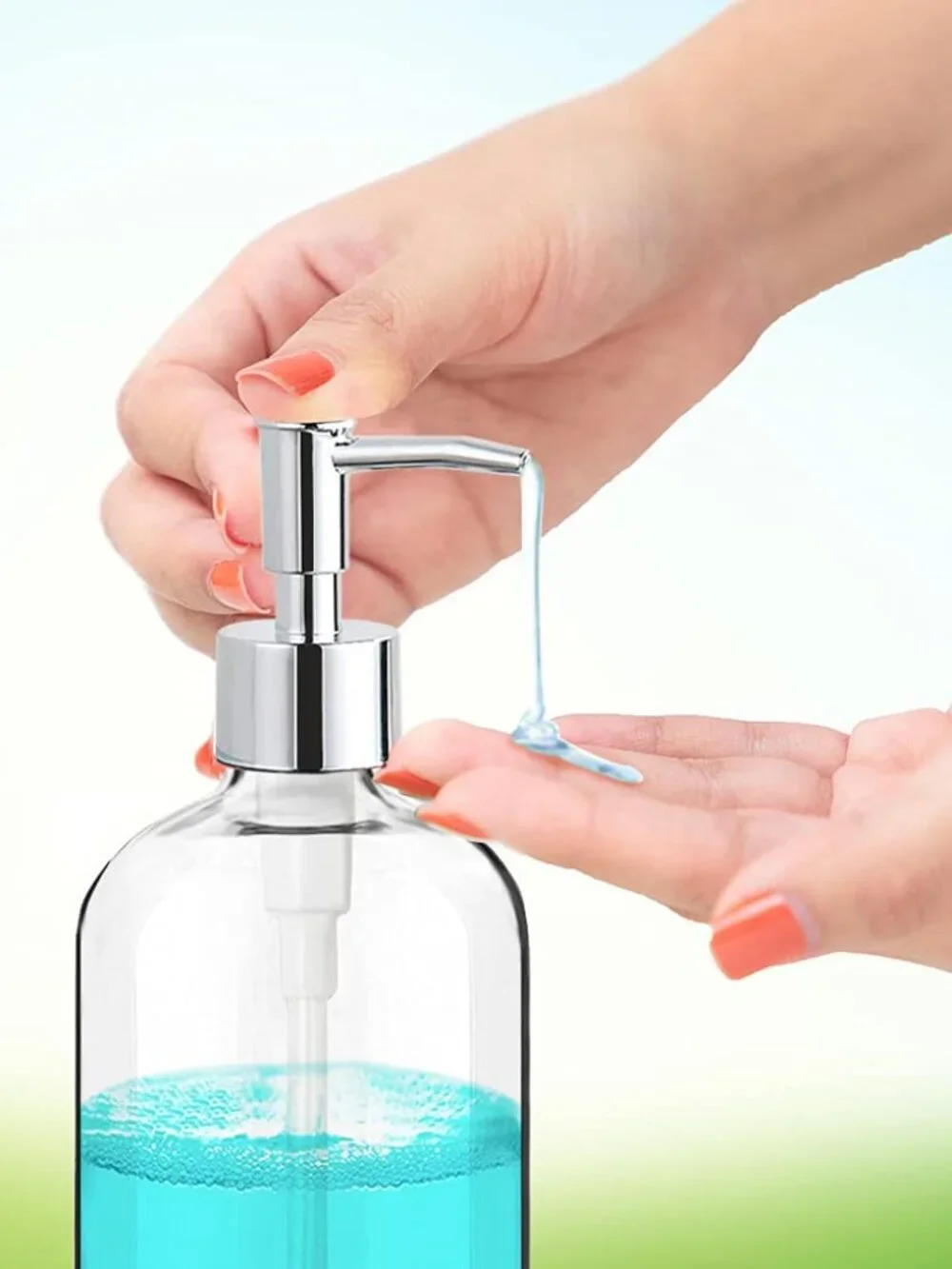 Clear Soap Dispenser with Rust Proof Pump, Waterproof Labels (2 Pack,16 Oz), Pla